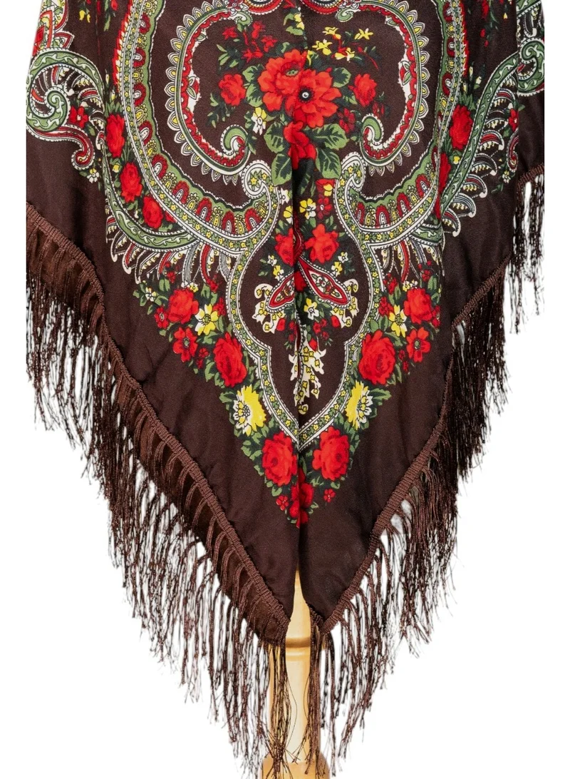 Bidani Brown Russian Floral Shawl